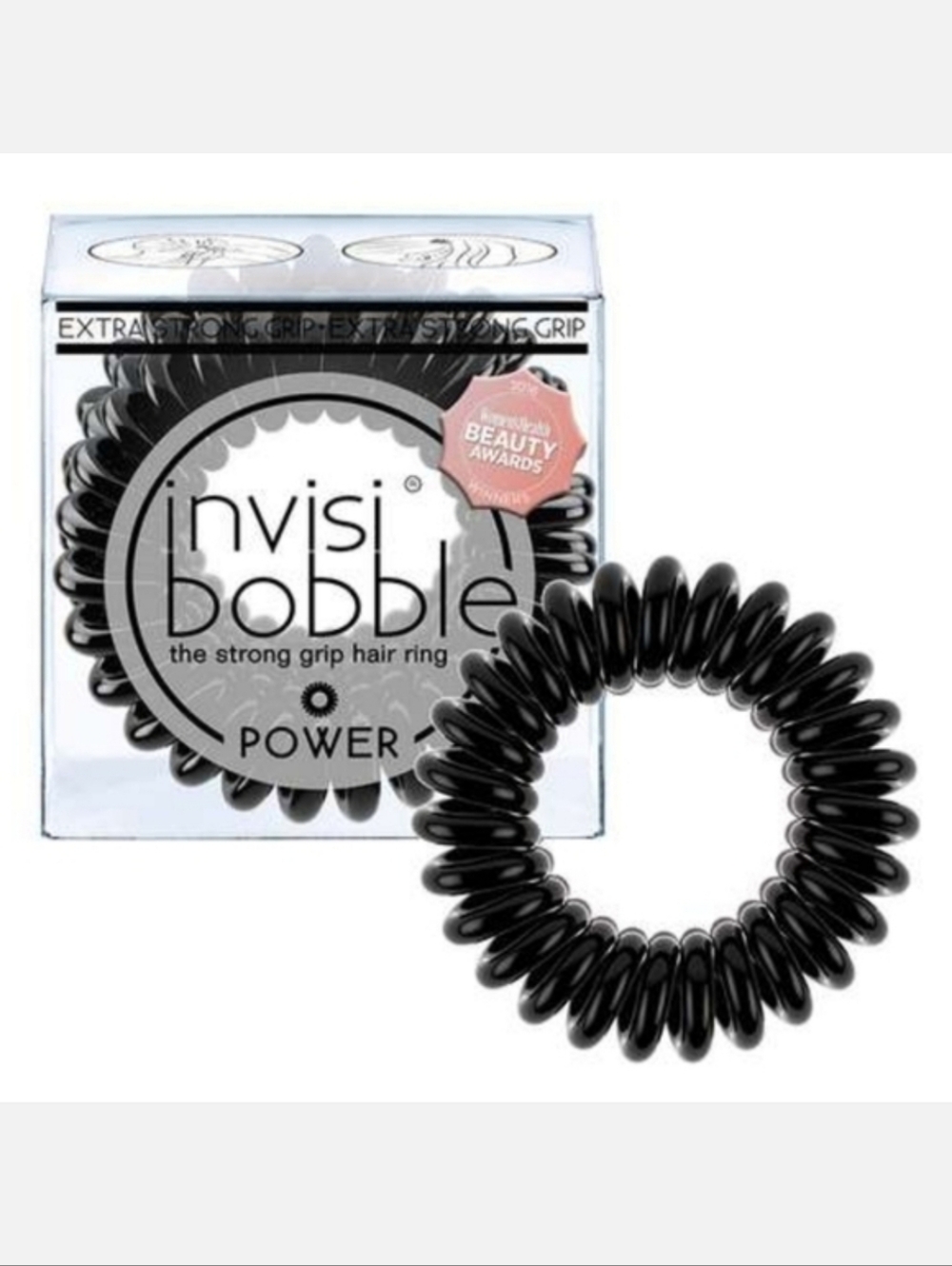 🆓️ W/ $65 Purchase! Invisibobble POWER Set Of 3 True Black Hair Elastics ~ 🆕️
